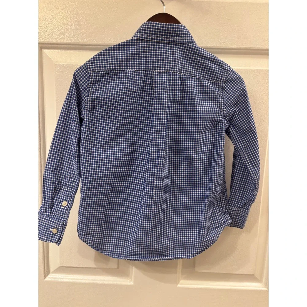 Ralph Lauren Kids Blue Gingham Long Sleeve Button Down Shirt Size 4 4T